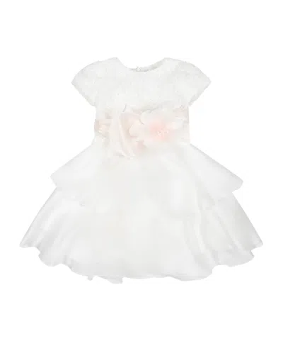 Monnalisa Doroty Floral-appliqué Flared Dress In White