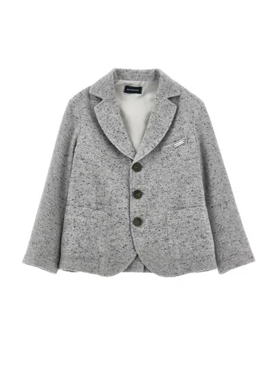 Monnalisa Kids'   Dotted Fabric Blazer In Light Grey + Black