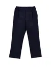 Monnalisa Double-sided Milano Stitch Trousers In Dark Blue