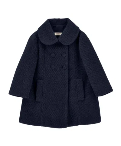Monnalisa Double-breasted Coat In Blue