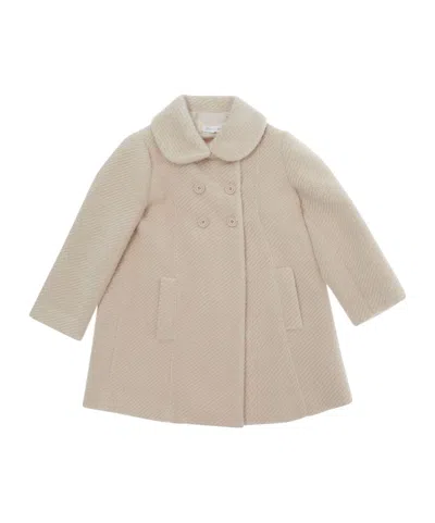 Monnalisa Kids' Double-breasted Peter Pan-collar Coat In Neutral