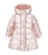Monnalisa Down Jacket With Hood And Zip In Pink