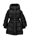 Monnalisa Belted Puffer Coat In Black