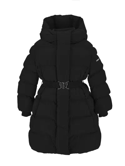 Monnalisa Babies'  Down Jacket With Heart Belt In Black