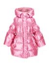 Monnalisa Down Jacket With Hood And Zip In Pink
