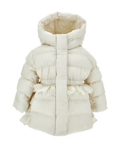 Monnalisa Babies'  Down Jacket With Ruffles In Gray