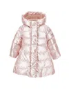 Monnalisa Down Jacket With Hood And Zip In Pink