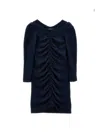 Monnalisa Draped Milano Stitch Dress In Dark Blue