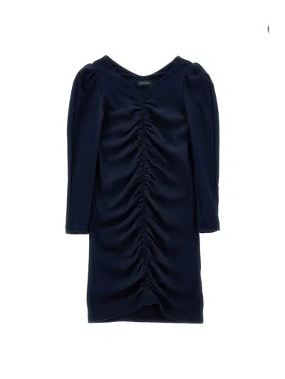 Monnalisa Kids'   Draped Milano Stitch Dress In Dark Blue