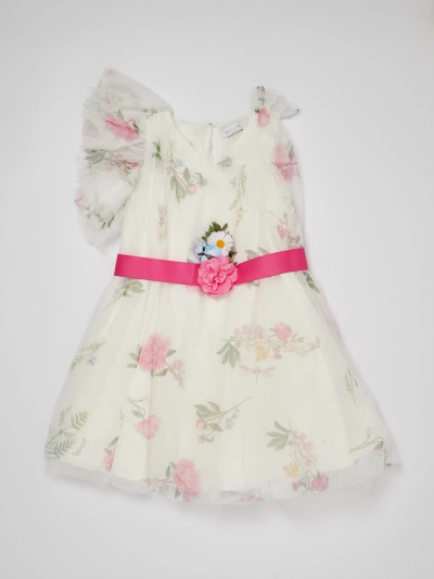 Monnalisa Kids' Dress Dress In Bianco-rosa