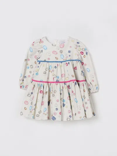 Monnalisa Kids' Rüschenkleid Mit Schmucksteinen In Multi