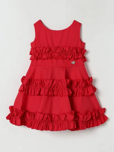 Monnalisa Kids' Abito Con Rouches  In Popeline Di Cotone