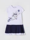 Monnalisa Zweifarbiges Kleid Mit Glam-print In Weiss