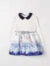 Monnalisa Frozen Mikado Dress In Weiss