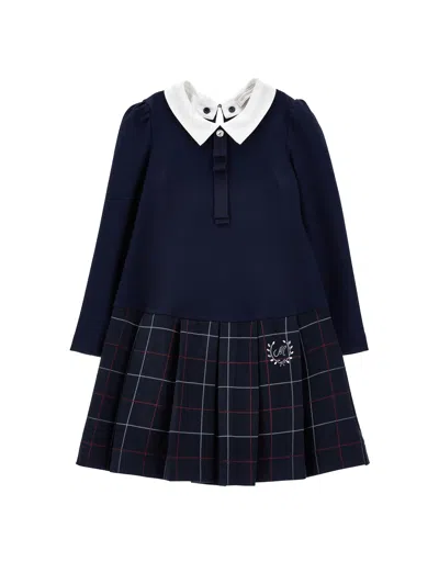 Monnalisa Kids'   Dress With Collar And Check In Black