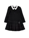 Monnalisa Dress With Collar And Check In Black