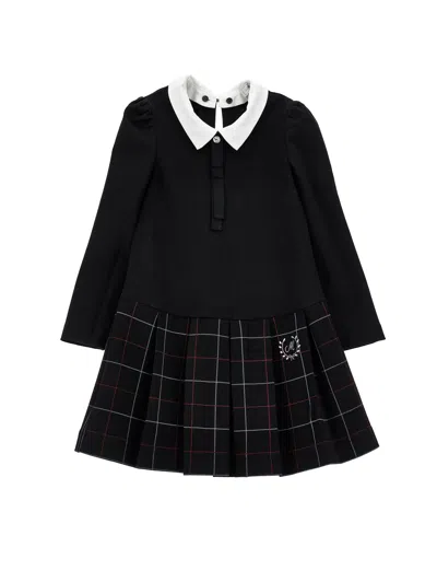 Monnalisa Kids'   Dress With Collar And Check In Black