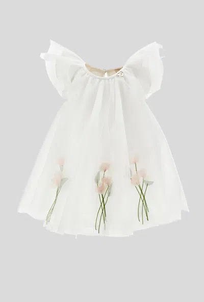 Monnalisa Kids' Dress With Flowers White Girl