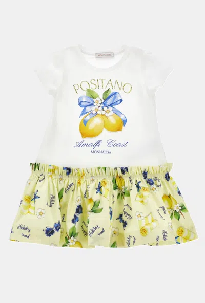 Monnalisa Kids' Dress With Lemons White-yellow Girl