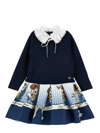 Monnalisa Kids' Dress With Print In Blue