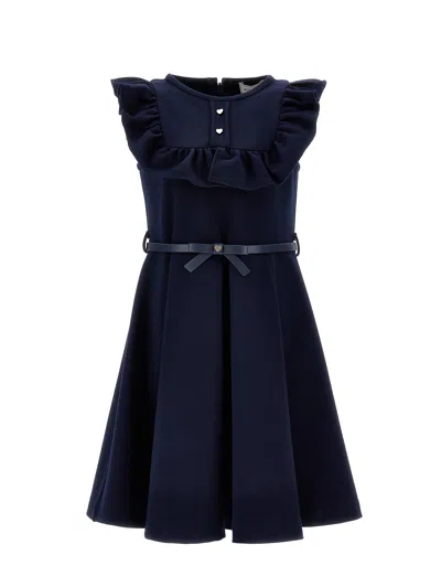 MONNALISA MONNALISA  DRESS WITH RUFFLES AND BOW