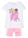Monnalisa X Barbie Cotton Short Set In White