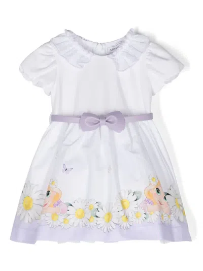 Monnalisa Babies' Floral-print Dress In White