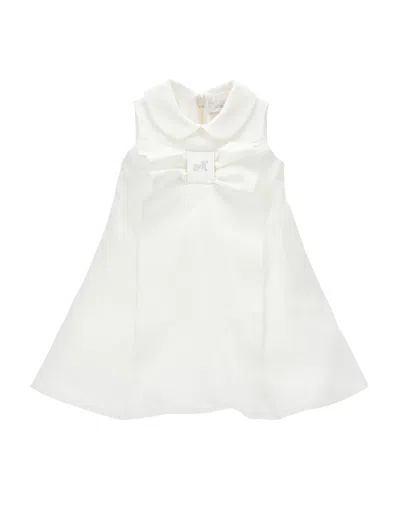 Monnalisa Kids'   Duchess Dress With Bow In White