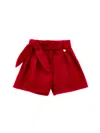 Monnalisa Duchesse Bermuda Shorts With Belt In Ruby Red