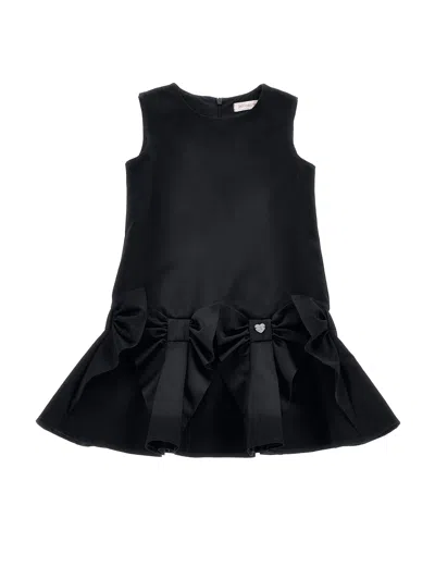 Monnalisa Kids'   Duchesse Sleeveless Dress With Maxi Bows In Black
