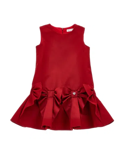 Monnalisa Kids'   Duchesse Sleeveless Dress With Maxi Bows In Ruby Red