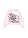 Monnalisa Dumbo Inlay Merino Wool Sweater In Rosa Fairy Tale
