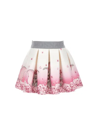 Monnalisa Kids'   Dumbo Neoprene Skirt In Cream + Pink