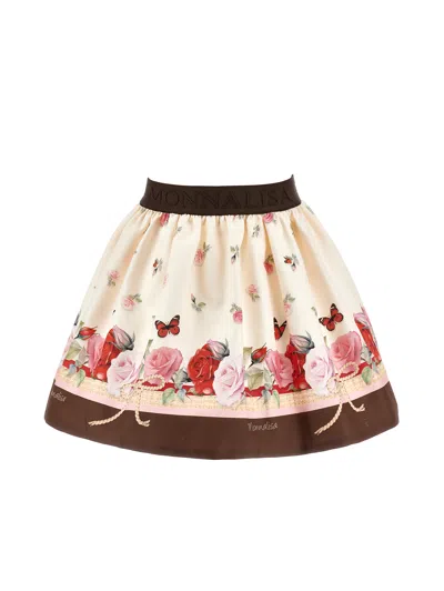 Monnalisa Babies'   Elastic Butterfly And Rose Skirt In Multi