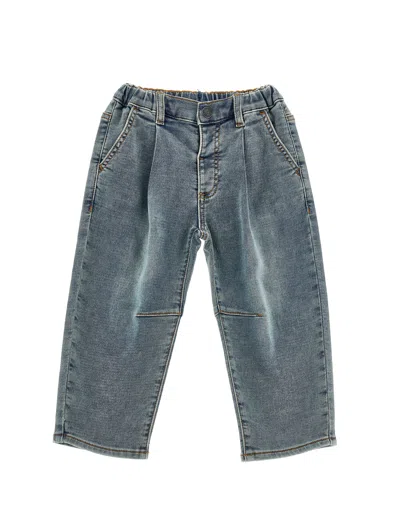 Monnalisa Babies'  Elastic Waist Jeans In Gray