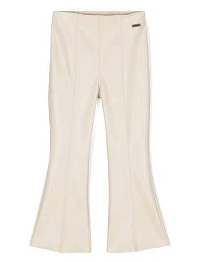 Monnalisa Kids' Elasticated-waist Flared Trousers In Neutrals