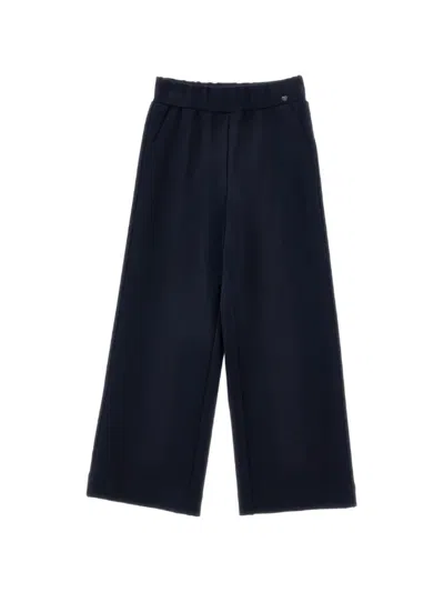 Monnalisa Kids' Elasticated-waist Heart-motif Trousers In Blue