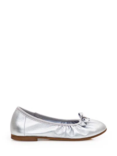 Monnalisa Elegant Ballerina Sandals With Bow Detail In Silver