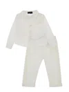 Monnalisa Elegant Frosted Satin Set In Cream