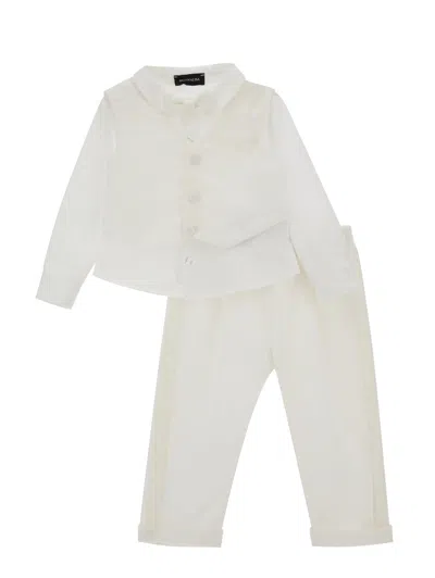 Monnalisa Kids'   Elegant Frosted Satin Set In Cream