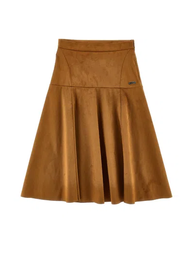 Monnalisa Babies'   Elegant Suede Skirt In Brown