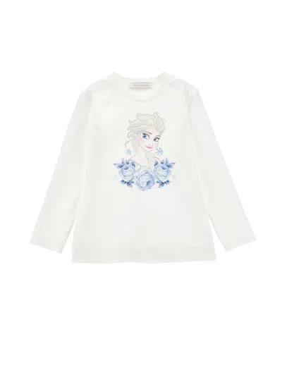 Monnalisa Kids'   Elsa T-shirt With Rhinestones In Cream
