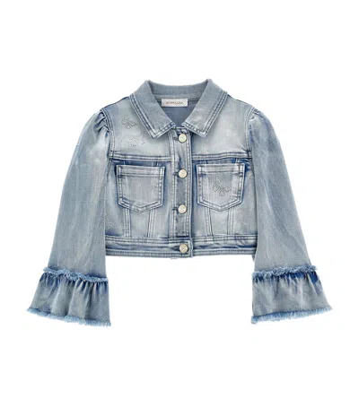 MONNALISA EMBELLISHED BUTTERFLY DENIM JACKET