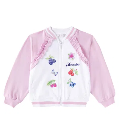 Monnalisa Kids' Verzierte Collegejacke Aus Einem Baumwollgemisch In Multicolor