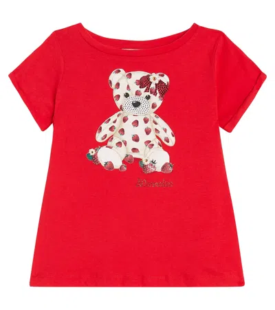 Monnalisa Kids' Embellished Cotton Jersey T-shirt In Red