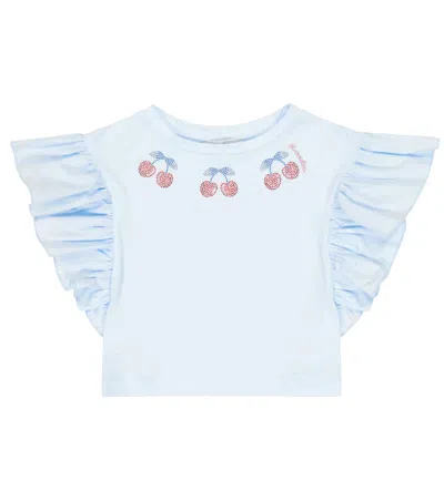 Monnalisa Kids' Embellished Cotton T-shirt In Nuvola