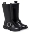 Monnalisa Embellished Pull-on Knee-high Boots In Black