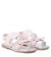 Monnalisa Embellished Leather Sandals In Pink