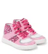 Monnalisa Embellished Leather Sneakers In Pink