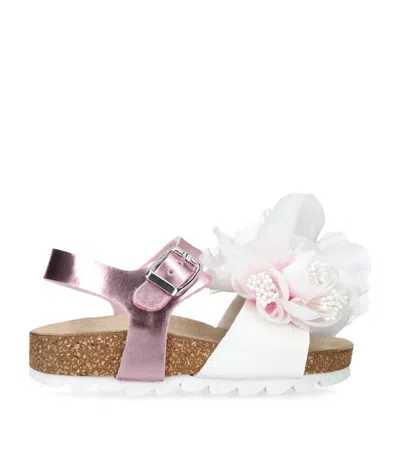 Monnalisa Kids' Embellished Metallic Sandals In Pink